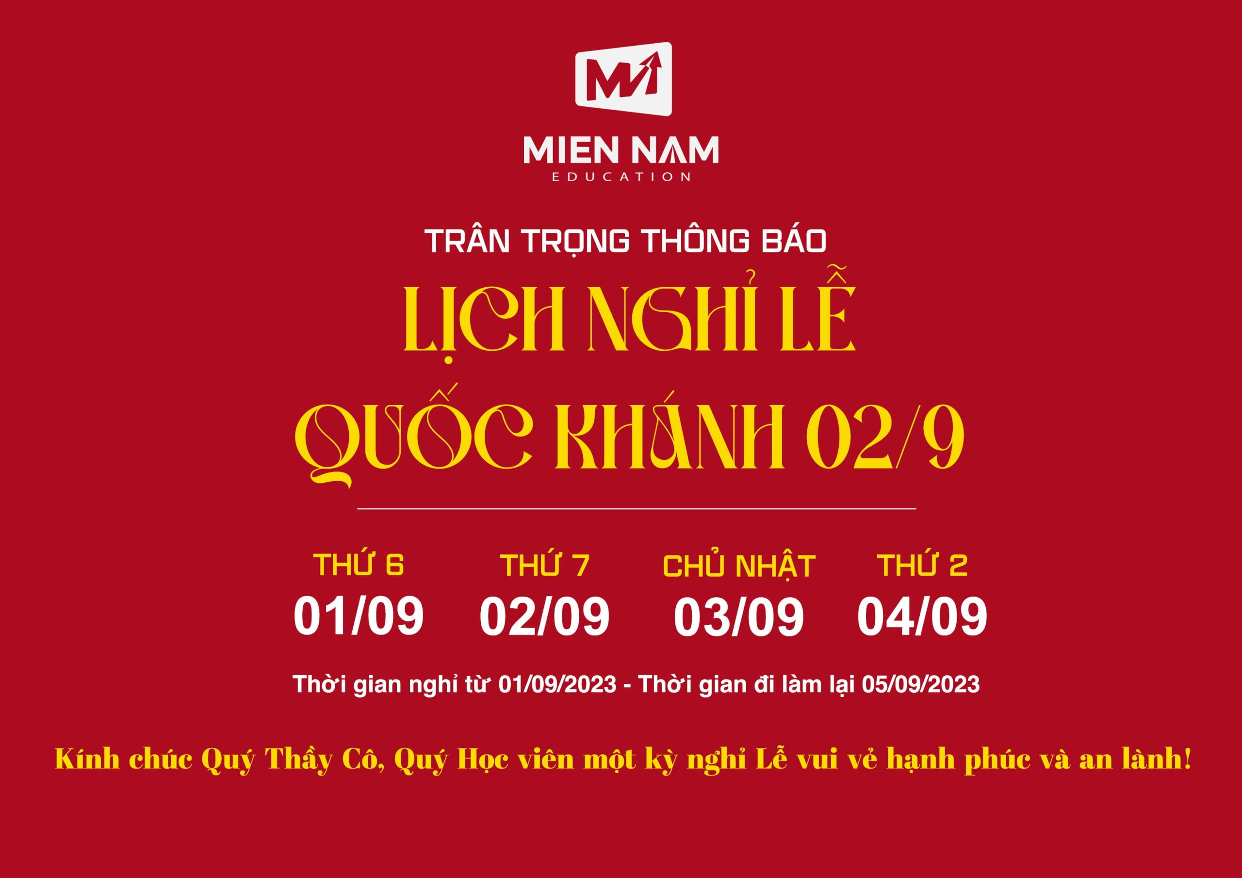 Lịch nghỉ Lễ Quốc khánh 02/09/2023