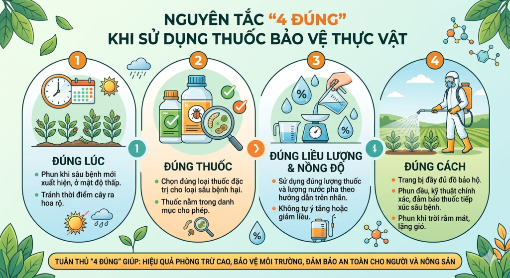 Nguyên tắc 4 đúng khi sử dụng thuốc bảo vệ thực vật